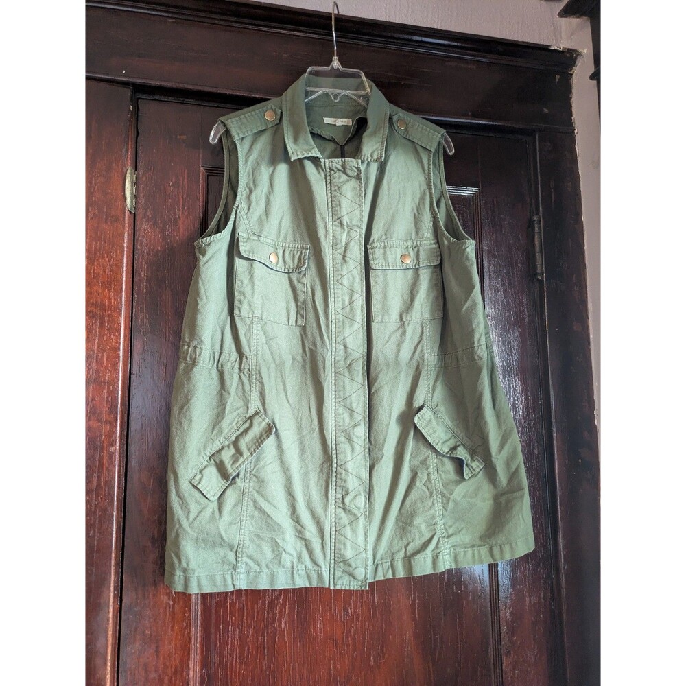 41 Hawthorn Green Utility Vest 100% Cotton Waist Cinching Drawstring - Size 2X